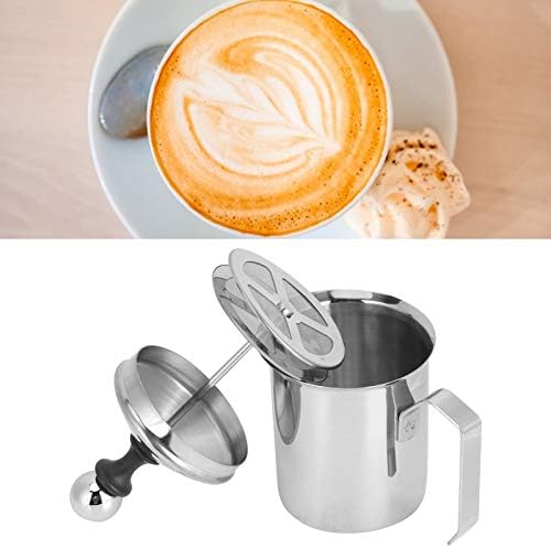 Manual Milk Frother, 14oz/400ml Stainless Steel Milk Foam Maker with