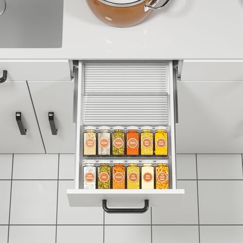 4Pcs Spice Organizer, Clear Plastic Spice Drawer Organizer Large