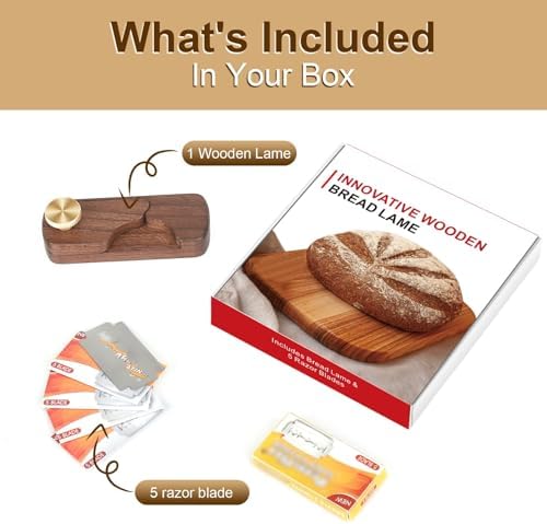 Magnetic Wooden Bread Lame,Hand Crafted Sourdough Scoring Tool with 5