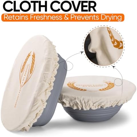 Silicone Banneton Bread Proofing Baskets, 10" Oval & 9" Round