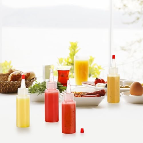 Bekith 40 Pack 2 oz Plastic Squeeze Condiment Bottles with Red Tip