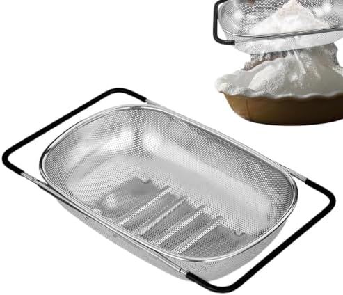 Over Sink Colander, Expandable Stainless Steel Basket with Handle Fine