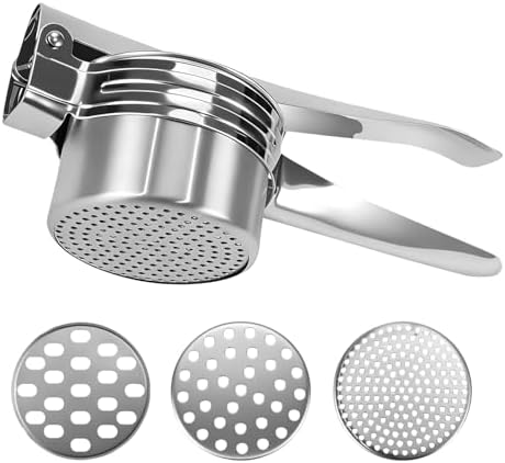 EVALAND Stainless Steel Potato Ricer and Masher - With 3