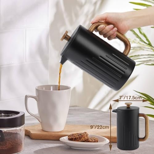 Rorence 34oz Stainless Steel French Press, Black