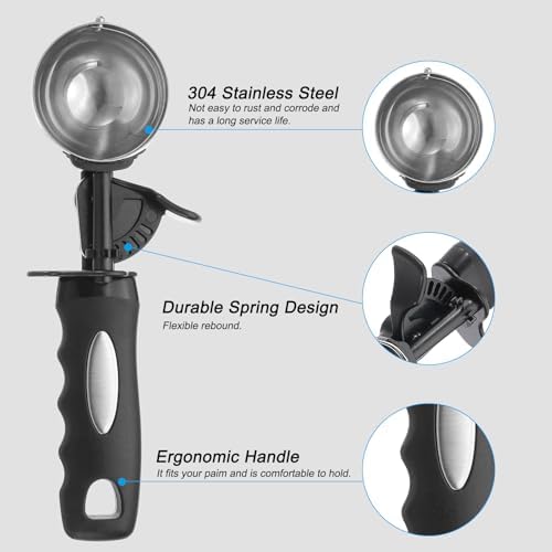 PATIKIL 4 Ounce Ice Cream Scoop with Trigger, Stainless Steel Portion