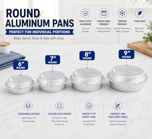 Round Disposable Aluminum Foil Pans With Clear Dome Lids
