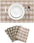 Home Brilliant Beige Placemats Set of 6 Farmhouse Buffalo Plaid Place