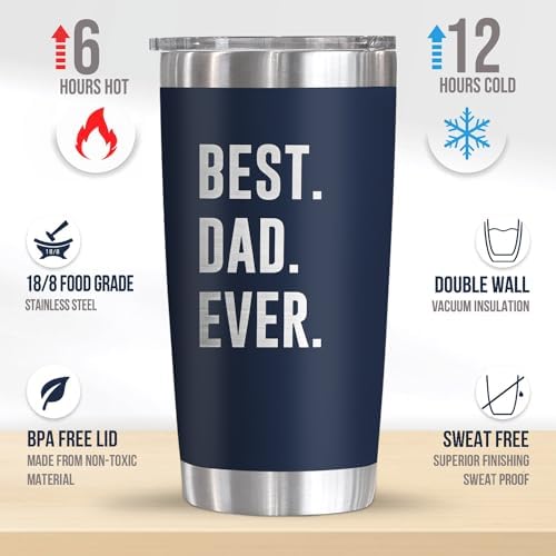 TEEZWONDER Dad Gifts from Daughter Son - 20 oz Stainless Steel Tumbler