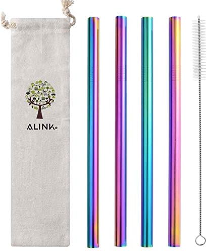 ALINK Stainless Steel Metal Boba Straws, 12mm x 9 inch Extra Wide