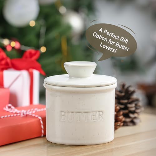 Butter Crock with Lid for Countertop - Ceramic French Butter Dish for