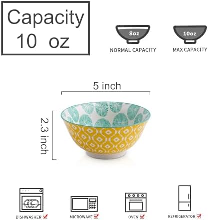 Selamica Porcelain Ice Cream Bowls Set of 6, Small Bowls, Assorted