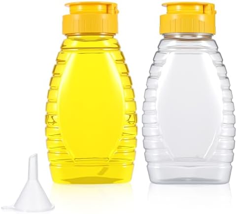 2 Pcs Plastic Honey Bottles, 180ml/6oz Honey Squeeze Bottle with
