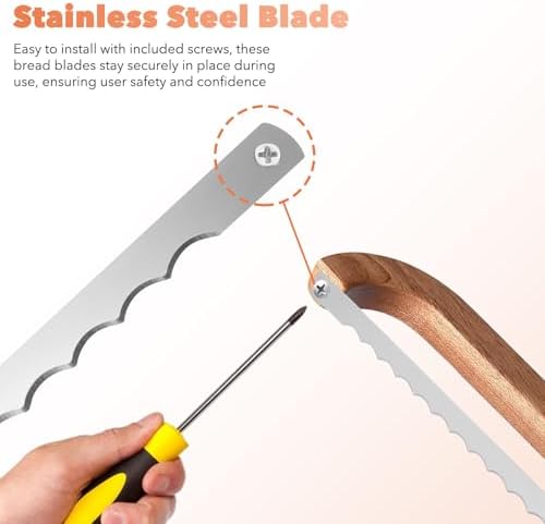 Luxshiny Bread Saw Blades Replacement Stainless Steel 12 Blades 30