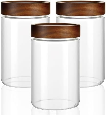 3 Pack 28 fl oz/850 ml Clear Glass Storage Canister with Airtight