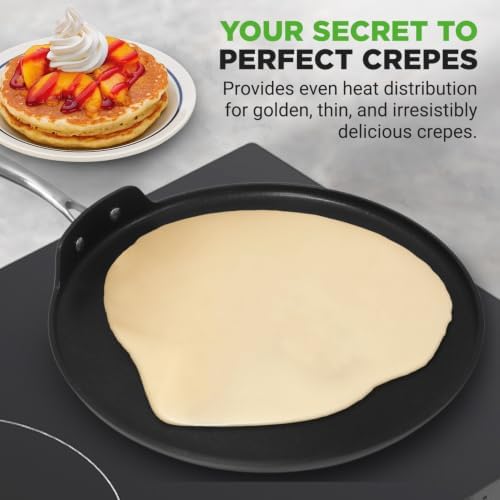 NutriChef 12 Inch Crepe Pan Non Stick, Ideal for Large Pancakes, Dosa