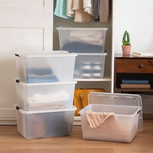 IRIS USA 6 Pack 32.5 Quart Clip Boxes with Latching Lids