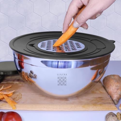 serenk Stainless Steel 9-Piece Mixing Bowl Set, Black