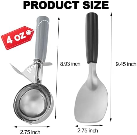 4 oz Stainless Steel Ice Cream Scoop with Trigger Release + Ice Cream