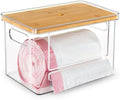 Stackable Trash Bag Dispenser with Wooden Top for Holding