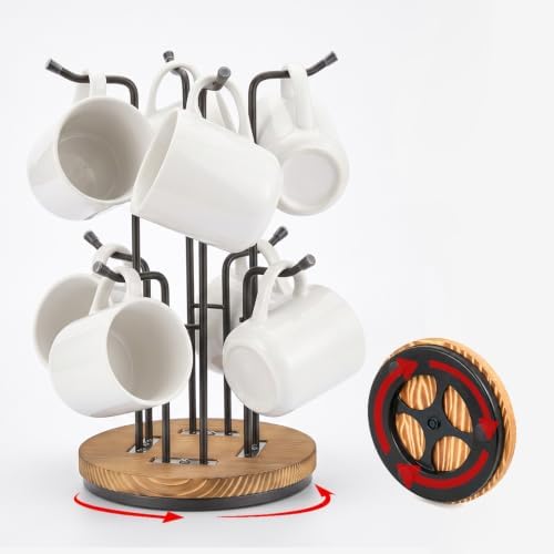 360° Rotating Large Coffee Mug Tree with 8 Hooks, Mug Tree Stand