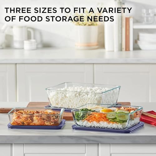 Pyrex Simply Store Rectangular Glass Food Containers, 3-Pack