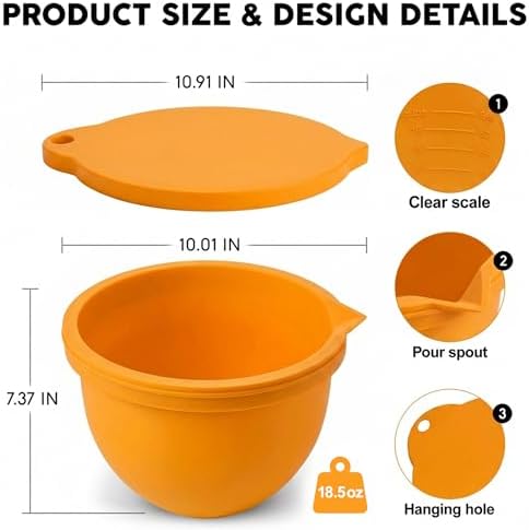 Food Grade Silicone Bowl with Lid for Salad, Easy Clean