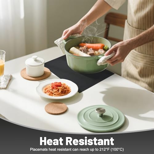 Placemats Set of 6,Non-Slip PVC Weave Table Mats Easy to Clean,Heat