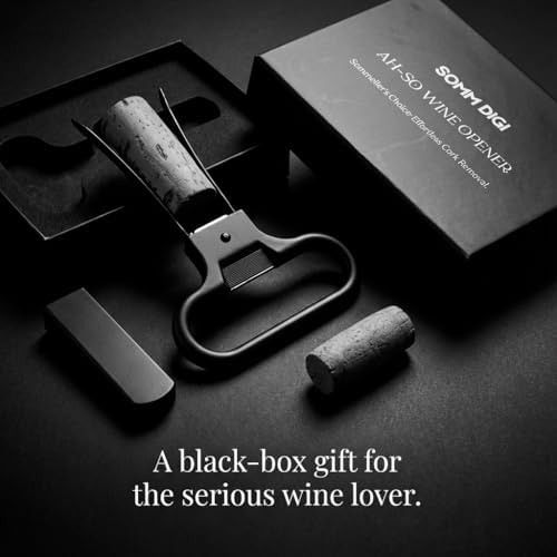 Sommelier Ah-So Wine Opener with Corkscrew & Gift Wine Disc