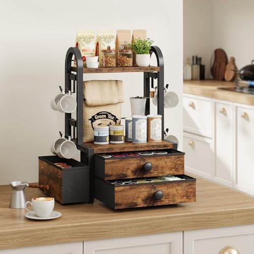 HOOBRO Coffee Mug Cup Holder, Coffee Bar Organizer with with 8 Hooks