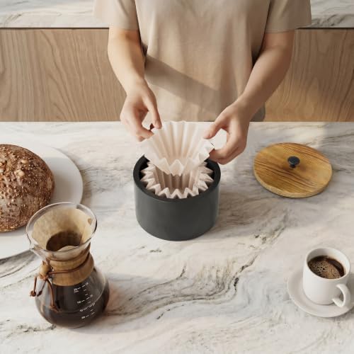 Wooden Coffee Filter Holder for Counter, Large Coffee Filter Storage