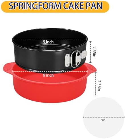 9 Inch Springform Pan Set, Nonstick Cheesecake Pan with Removable