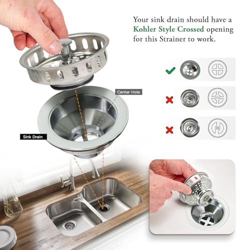 Highcraft 97343 Sink Basket Strainer Replacement, 3-1/4 Inch