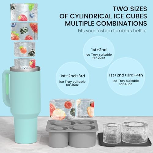 Large Silicone Ice Cube Tray for 20-30-40 oz Tumbler Cup, Slow Melting