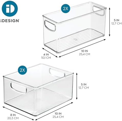 iDesign 4-Piece Plastic Organizer Bin Set, Clear