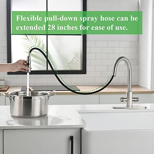 Two Handle Brushed Nickel Kitchen Faucet with Sprayer
