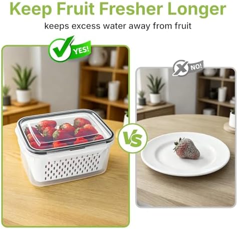 5 Pack Large Fruit Storage Containers for Fridge