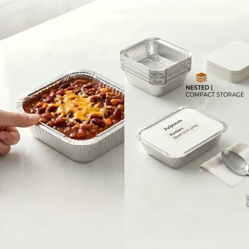 100 Pack 1lb Aluminum Foil Pans with Cardboard Lids, 5.5"x4.5"