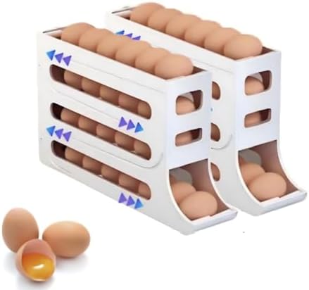 24-Egg Holder for Fridge, White, 2-Pack