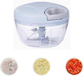 Mini Manual Food Processor, Garlic Chopper with 3 Blades, Hand Pull