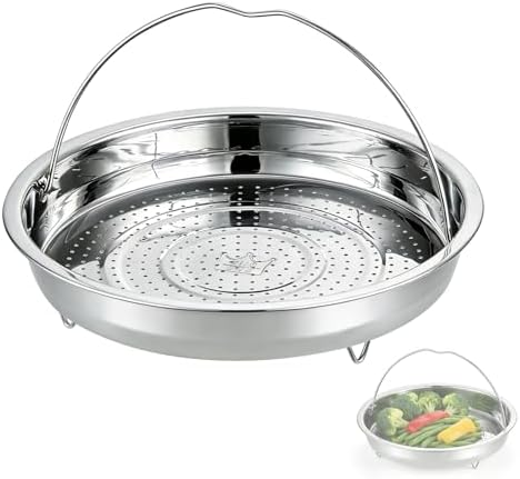 Broccoli Steamer Basket, Stainless Steel Vegetable Steamer Basket, for Steaming Food, with Foldable Handle and Stable Stand, Fine Steam Holes, Non-Rust, Ideal for Veggie and Most Pots
