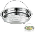 Broccoli Steamer Basket, Stainless Steel Vegetable Steamer Basket, for Steaming Food, with Foldable Handle and Stable Stand, Fine Steam Holes, Non-Rust, Ideal for Veggie and Most Pots