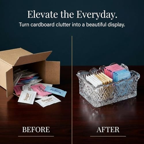 Godinger Crystal Sugar Packet Holder, Tea Bag and Sweetener Caddy