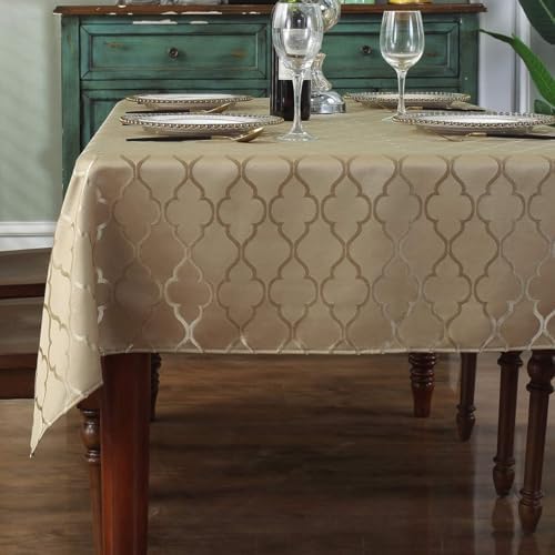 SASTYBALE Jacquard Tablecloth Rectangle, Polyester, Gold, 60" x 120"