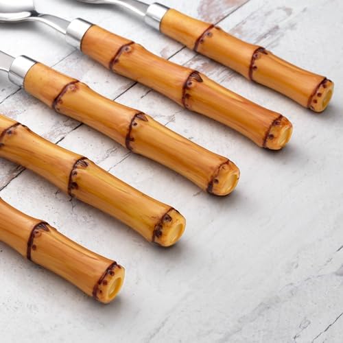 Cambridge Bamboo Plastic Handle 20-Piece Silverware Set for 4