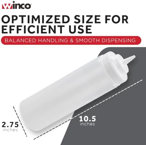Winco Wide Mouth Squeeze Bottles, 24-Ounce, 6-Pack