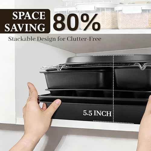 13 PCS Nonstick Bakeware Set - Carbon Steel Baking Pans Set with Dual Handles, Includes Roasting Pan, Pizza Pan, Cookie Sheet, Cake Pans, Muffin Pans, Cooling Rack, Oven Mitts, Non-Toxic