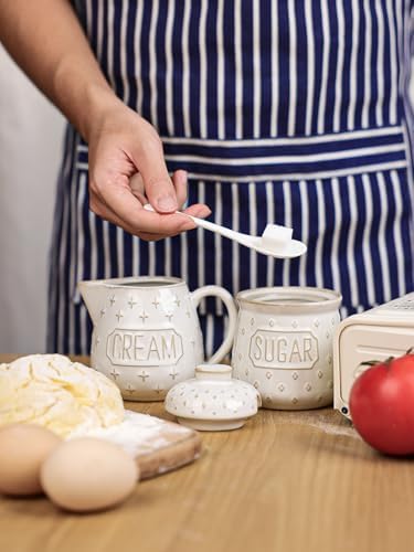 GDCZ Ceramic Sugar and Creamer Set, Coffee Serving Set (White)