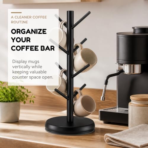 Rotating Bamboo Mug Tree, 8-Hook Holder