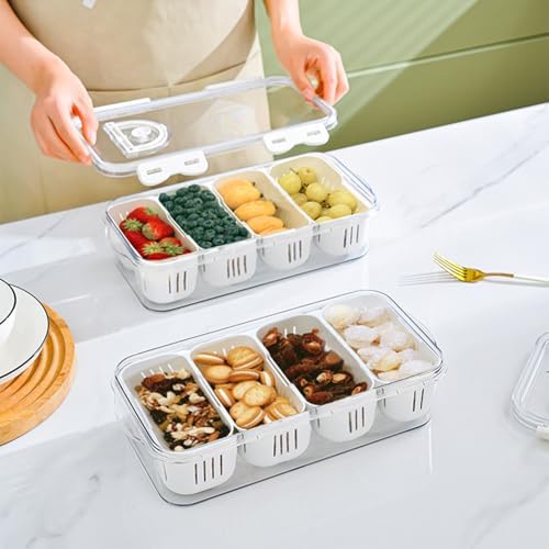 Food Organizer for Refrigerator Divided Transparent Keeper Container