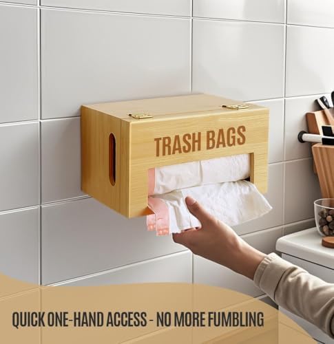Libreshine Bamboo Trash Bag Dispenser Holder for Costco & Sam's Club